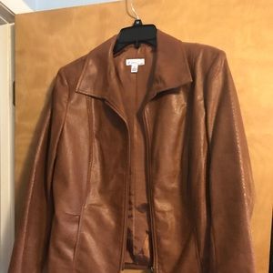 Tan jacket soft leather like material